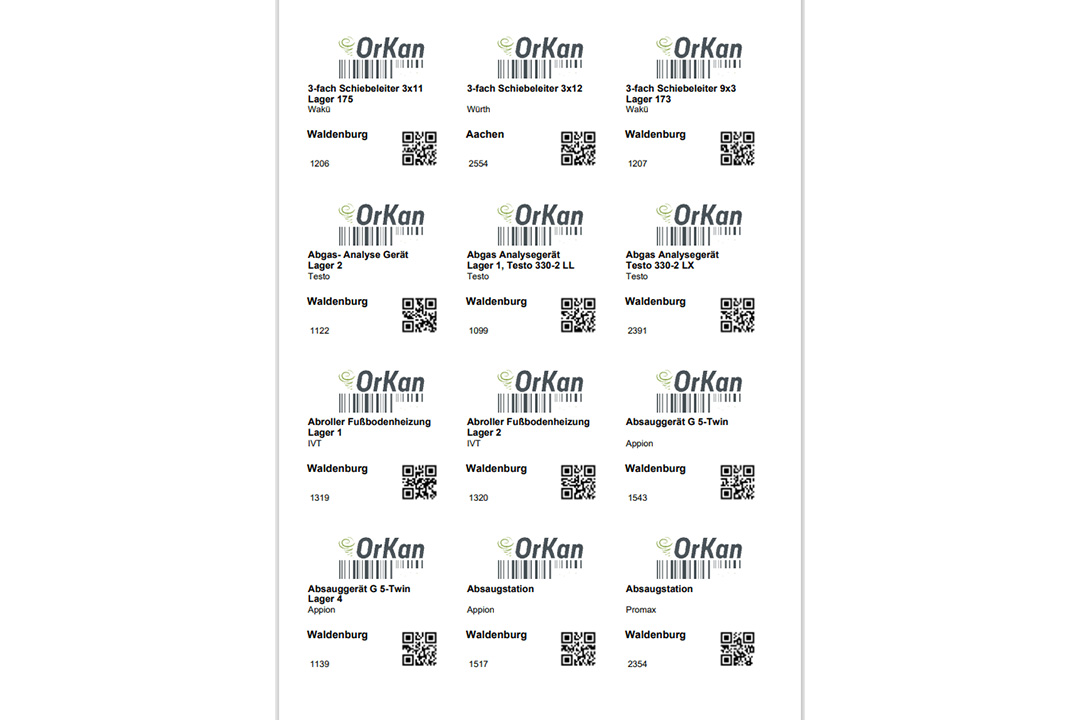 OrKan Maschinenbeschriftungsetiketten groß OrKan Maschinenbeschriftungsetiketten groß